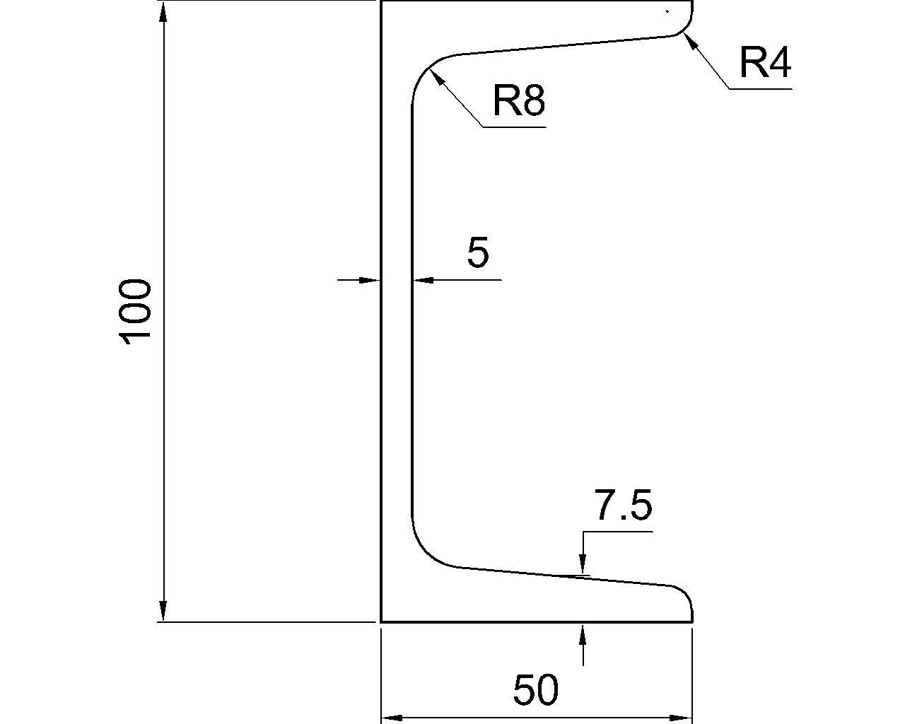 C-100x50x5x7.5