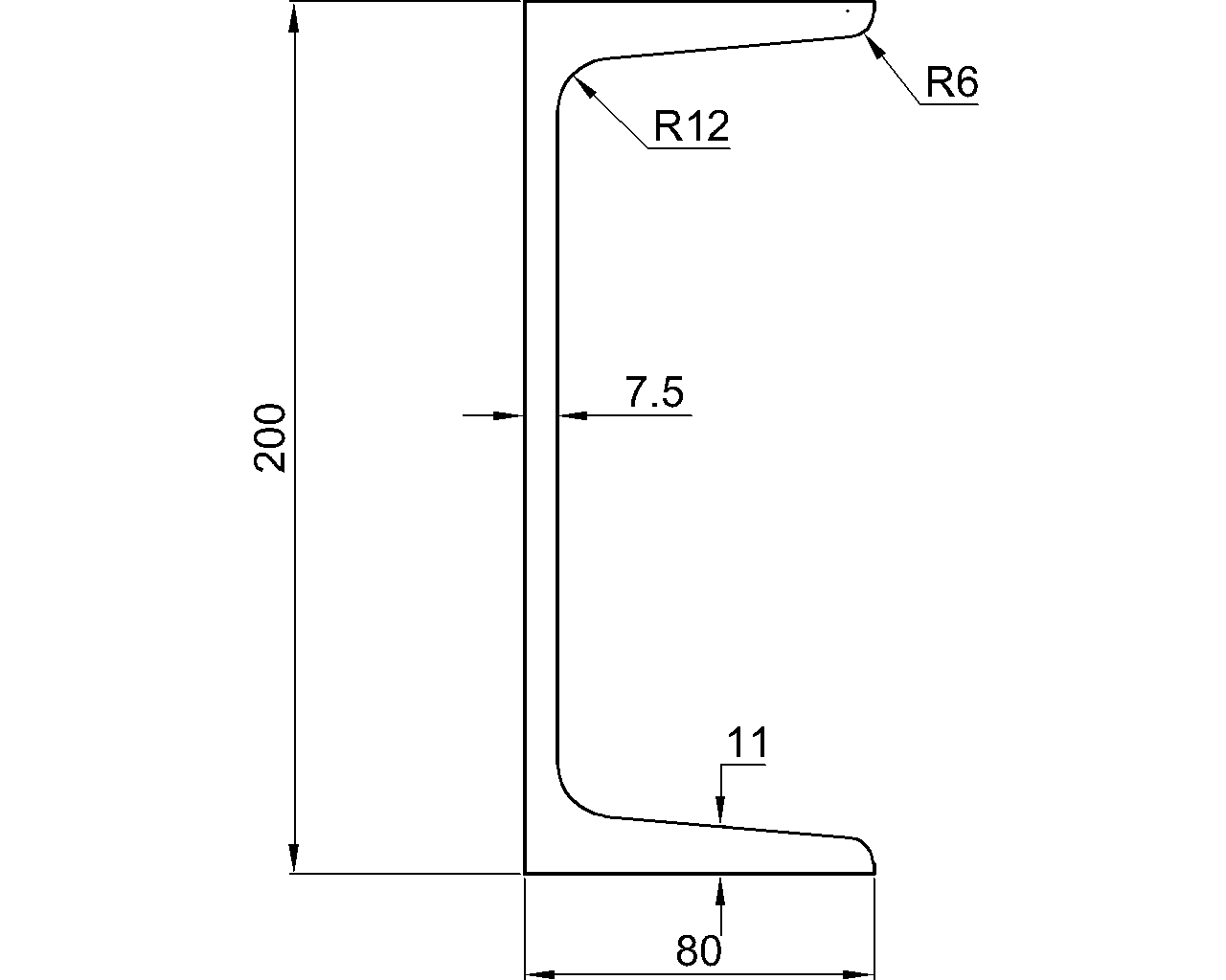 C-200x80x7.5×11