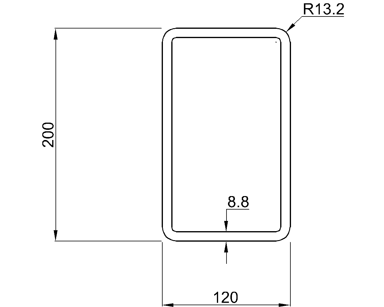Celsius 355 RHS 200x120x8.8