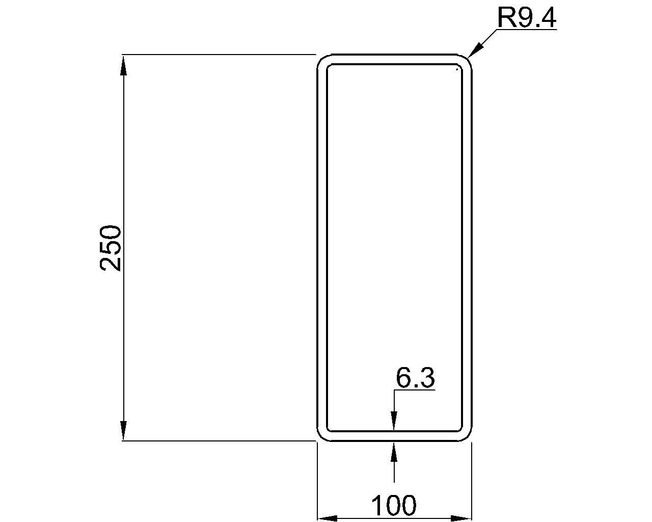 Celsius 355 RHS 250x100x6.3