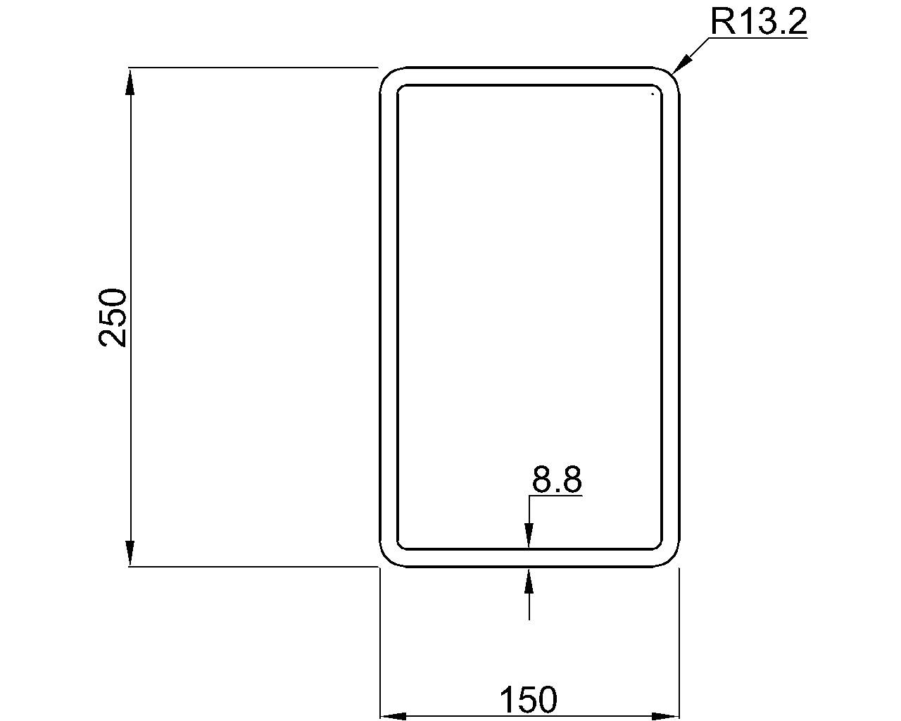 Celsius 355 RHS 250x150x8.8