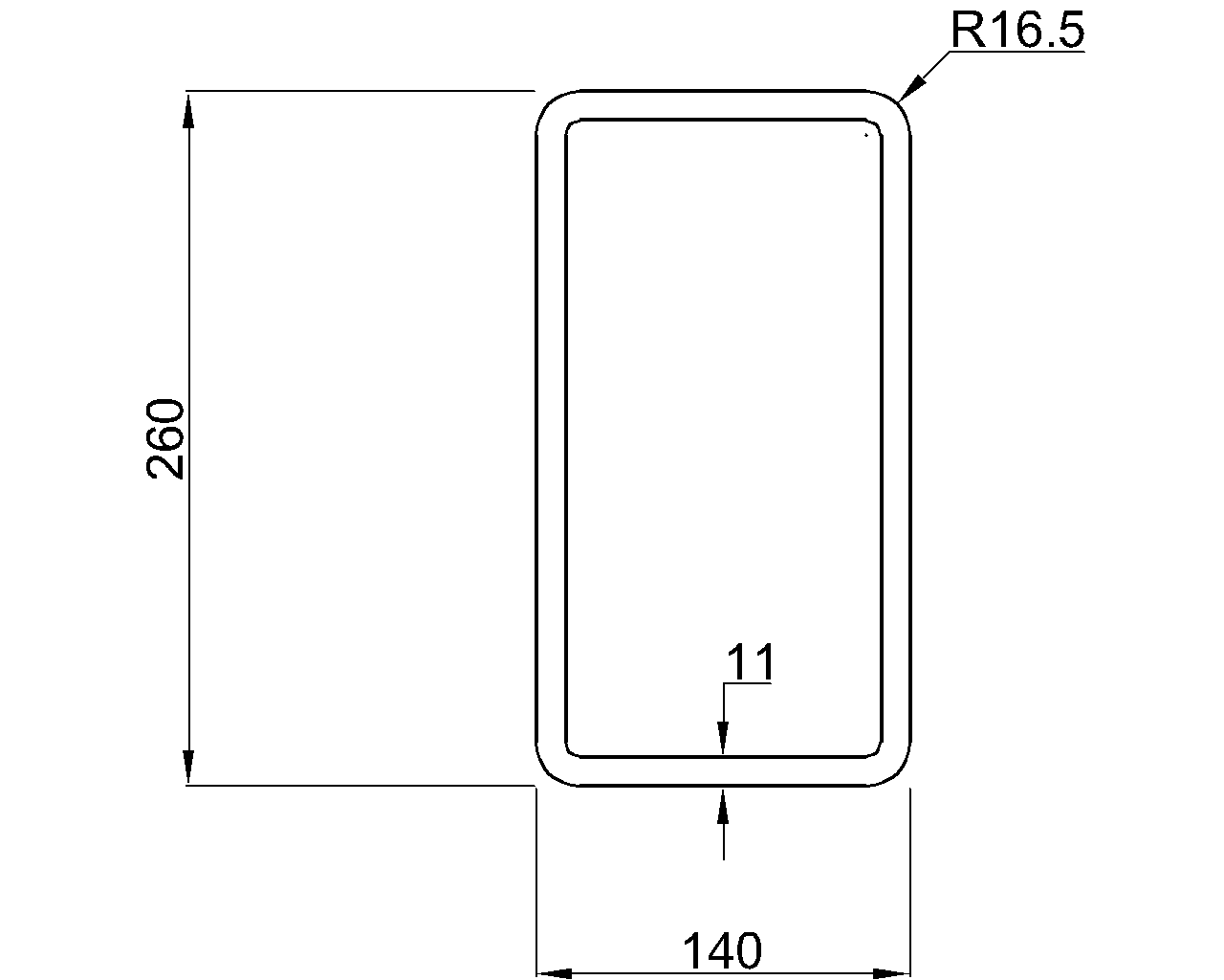 Celsius 355 RHS 260x140x11