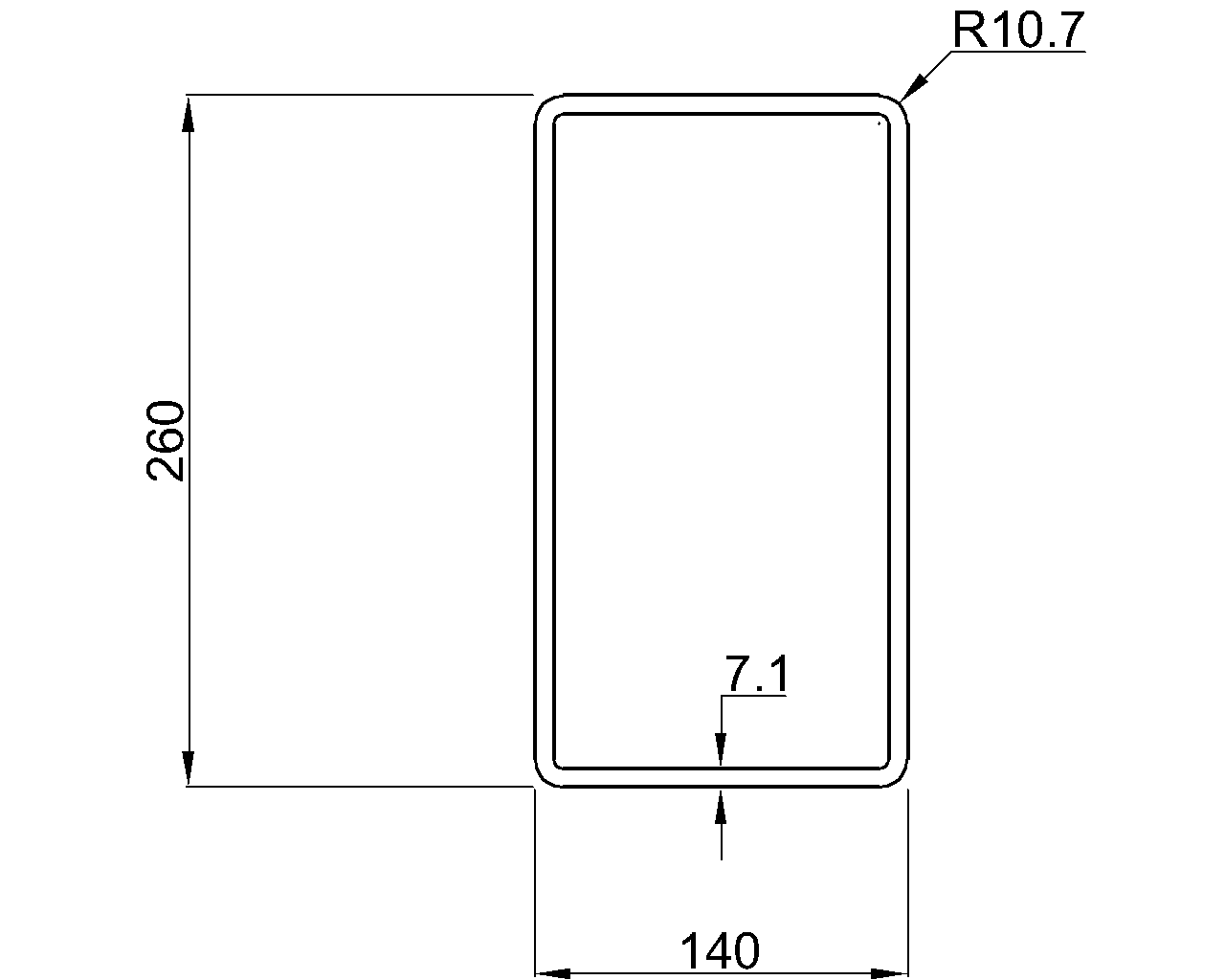 Celsius 355 RHS 260x140x7.1