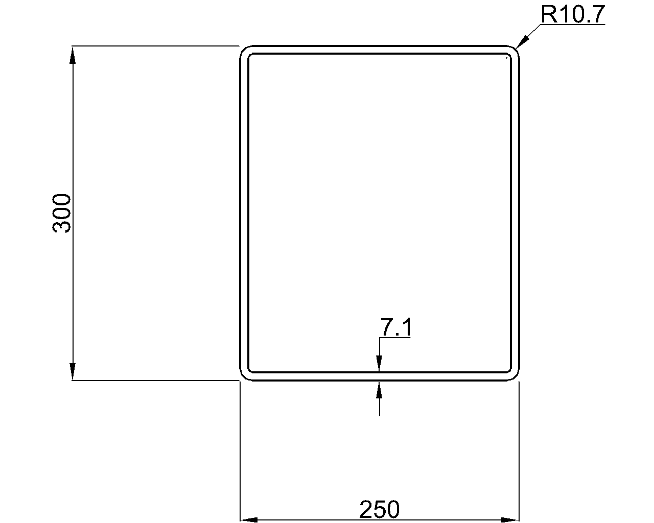 Celsius 355 RHS 300x250x7.1