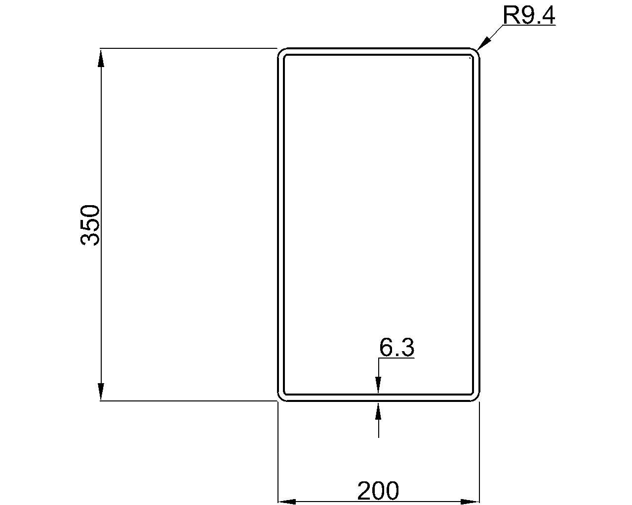 Celsius 355 RHS 350x200x6.3