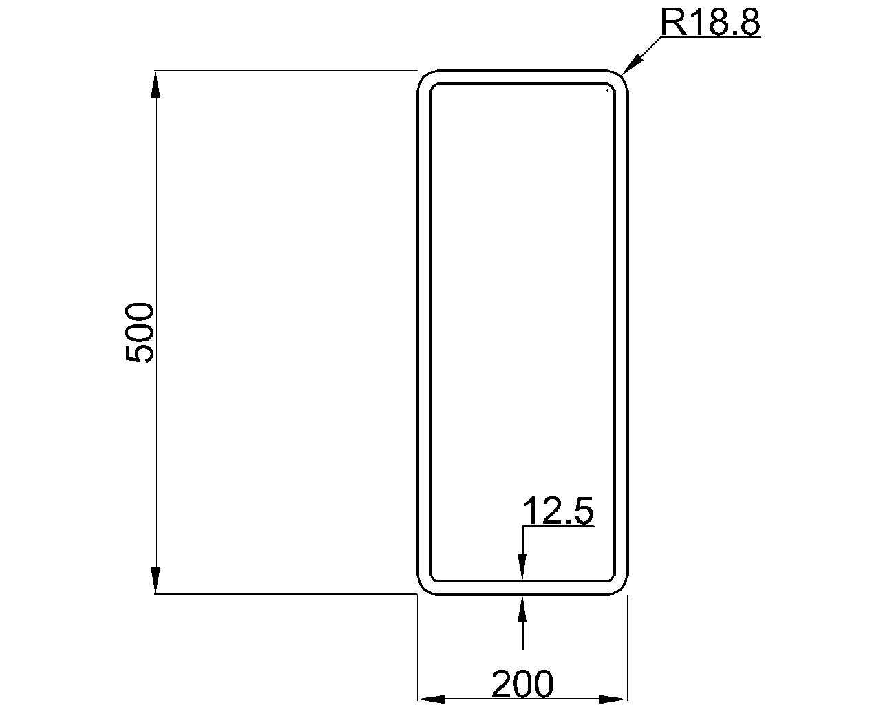 Celsius 355 RHS 500x200x12.5