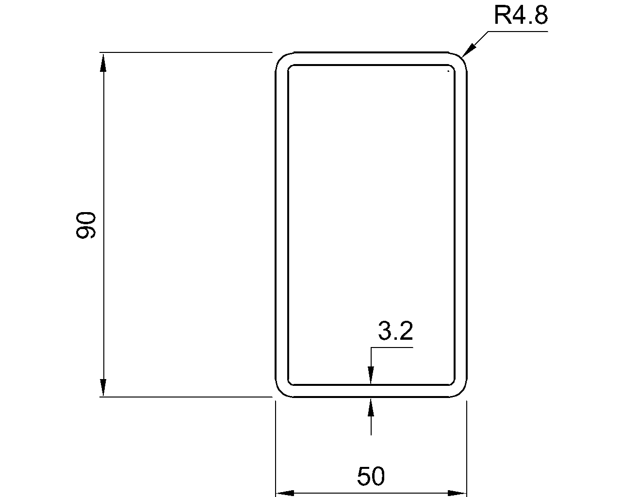Celsius 355 RHS 90x50x3.2