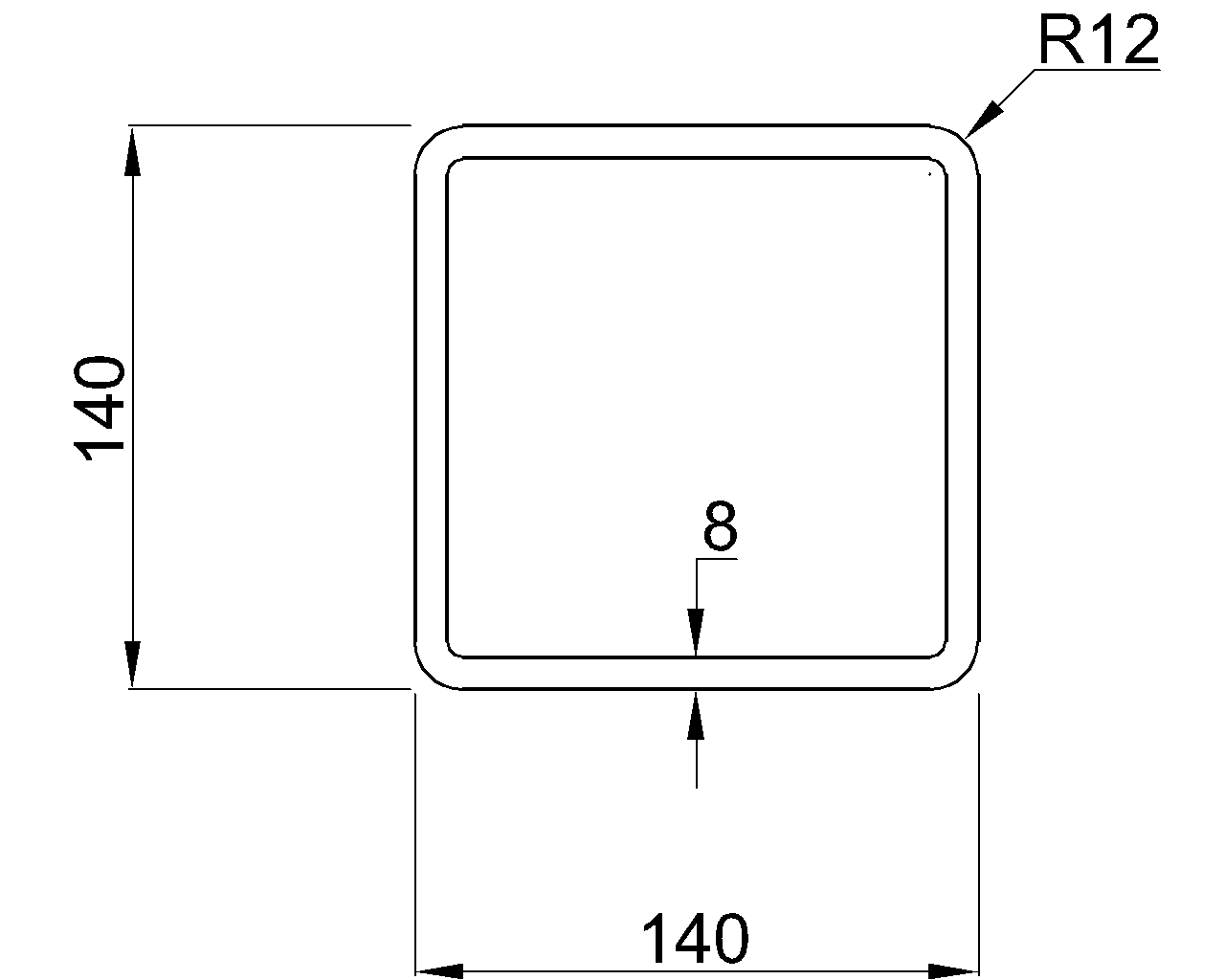 Celsius 355 SHS 140x140x8