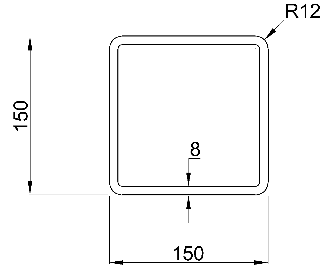 Celsius 355 SHS 150x150x8