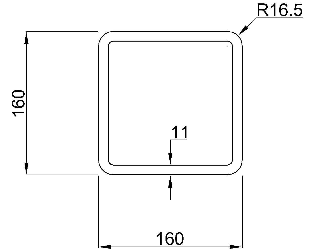 Celsius 355 SHS 160x160x11