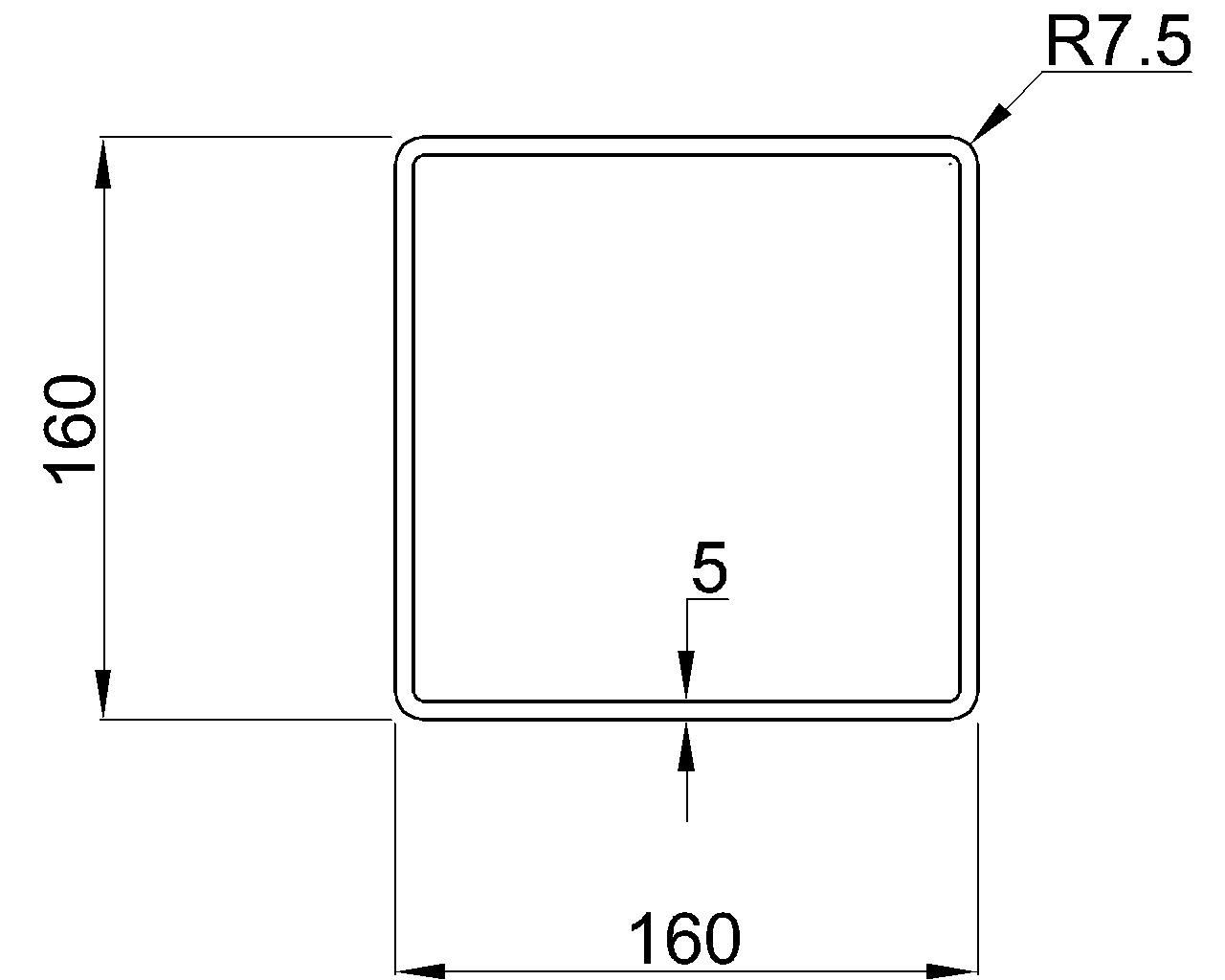 Celsius 355 SHS 160x160x5