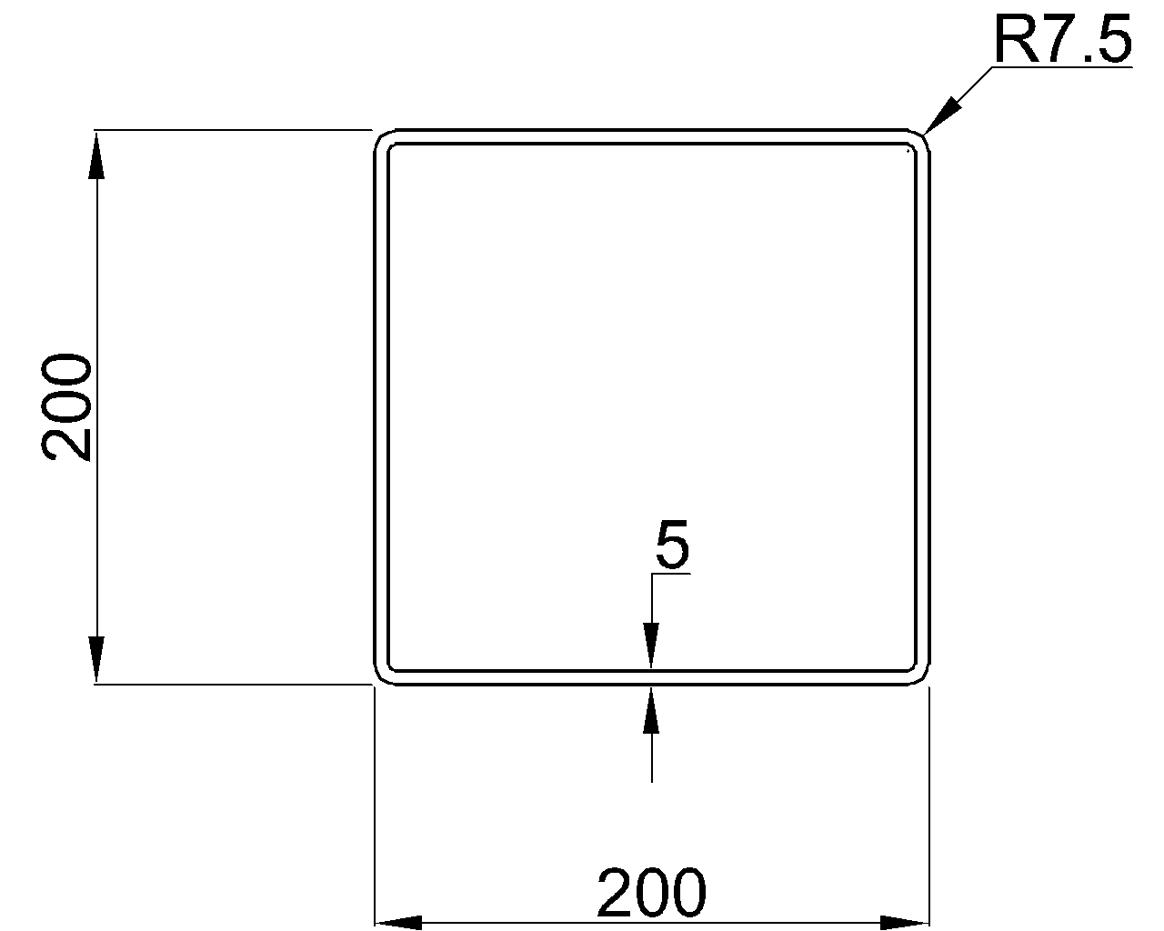 Celsius 355 SHS 200x200x5