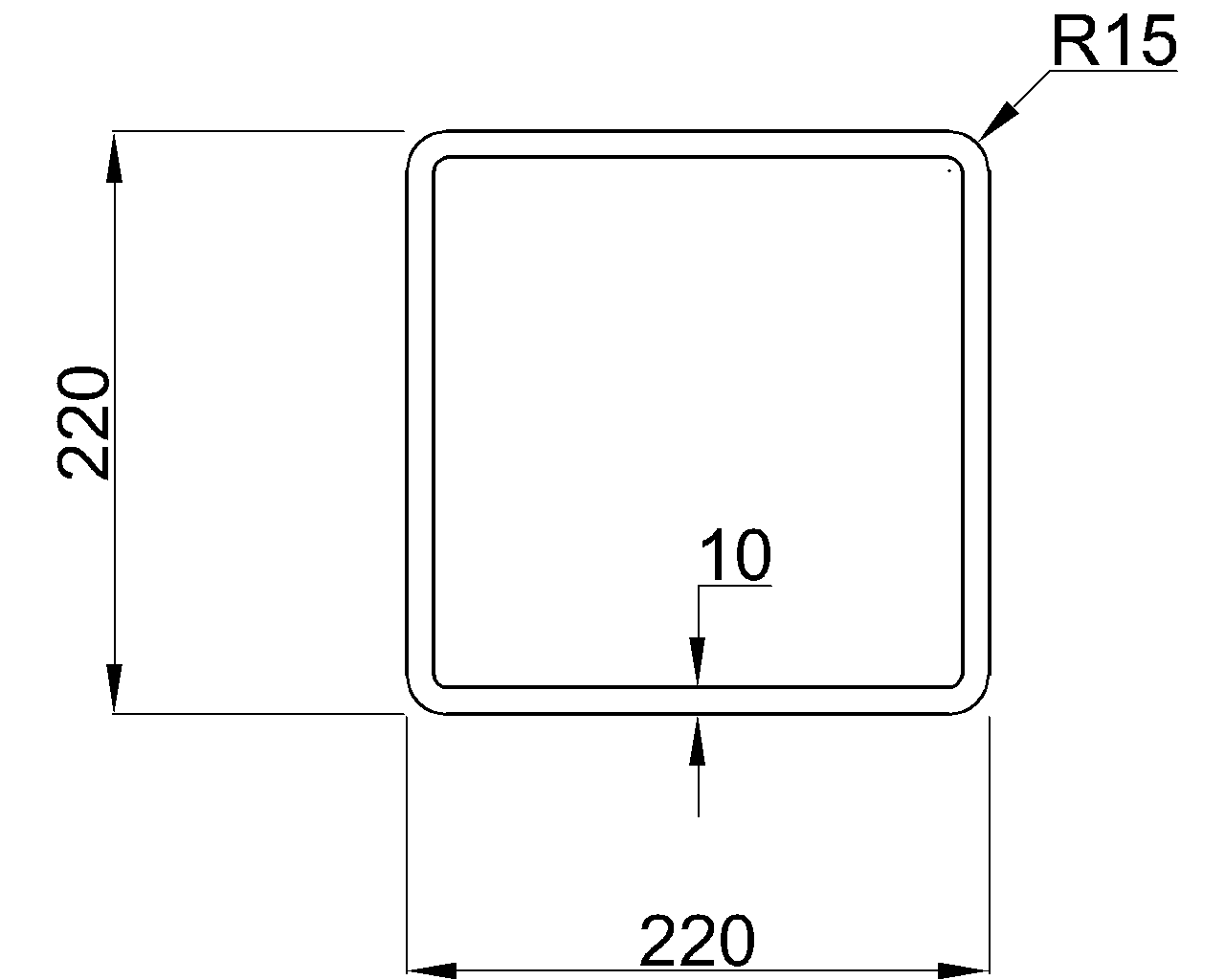 Celsius 355 SHS 220x220x10