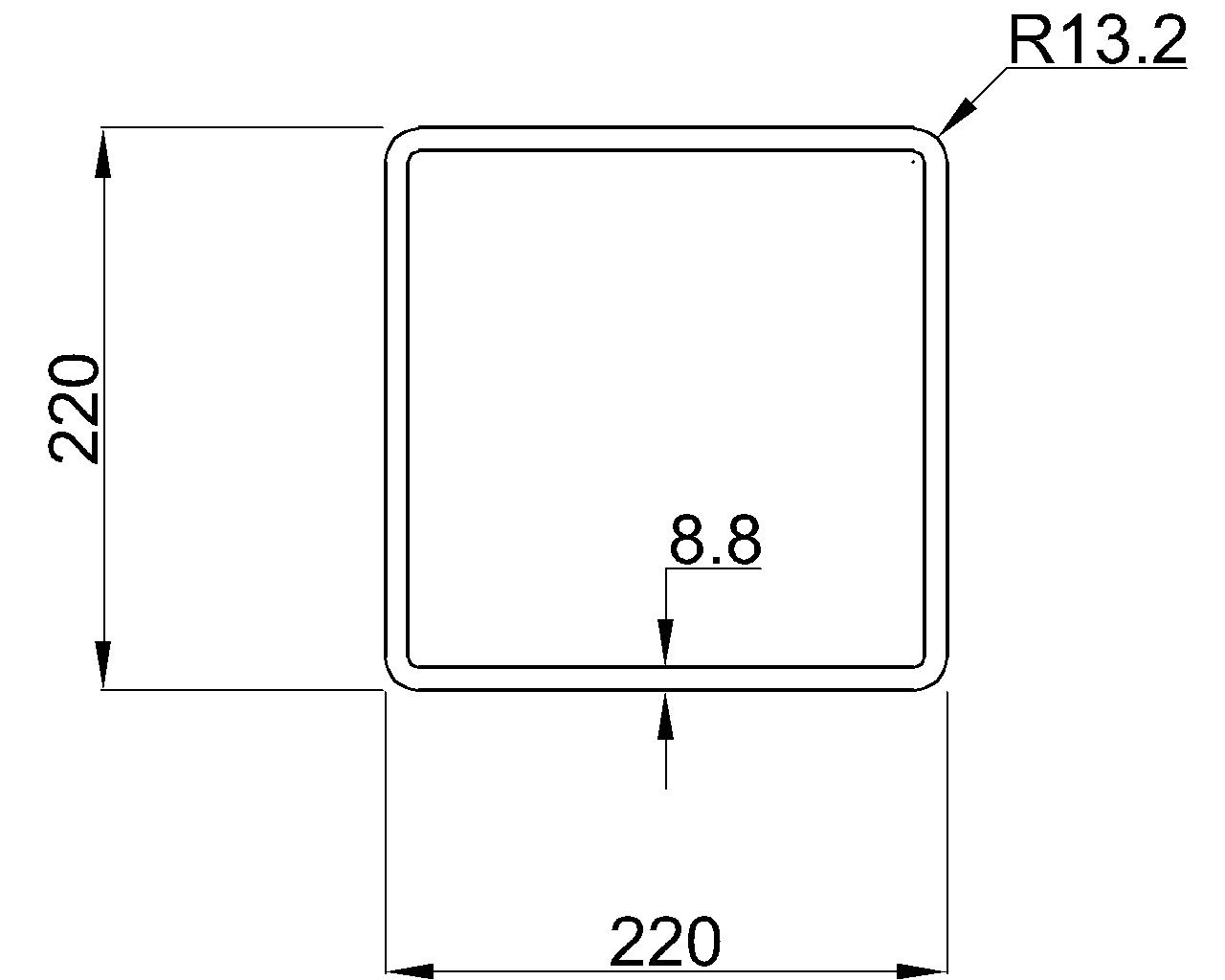 Celsius 355 SHS 220x220x8.8