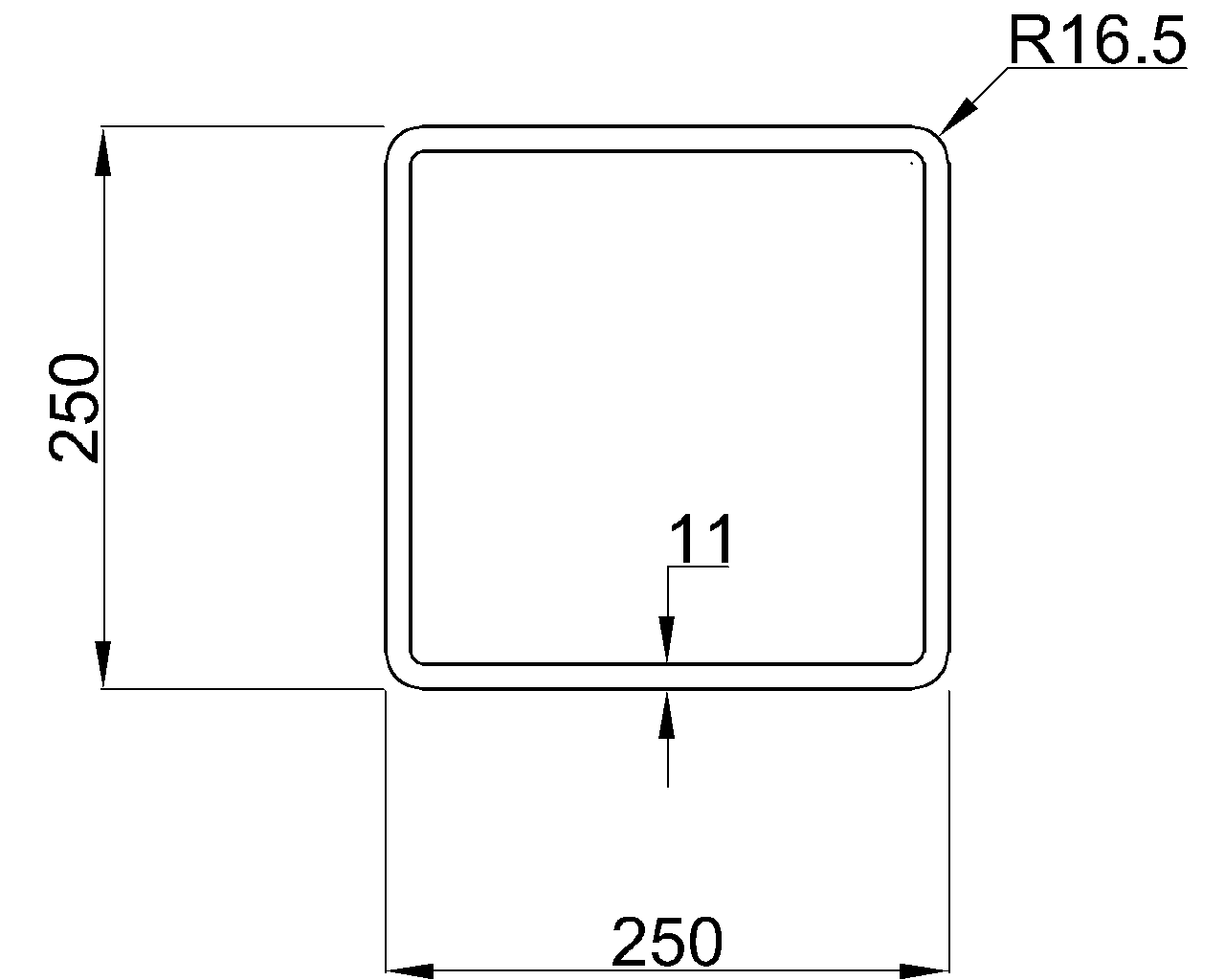 Celsius 355 SHS 250x250x11