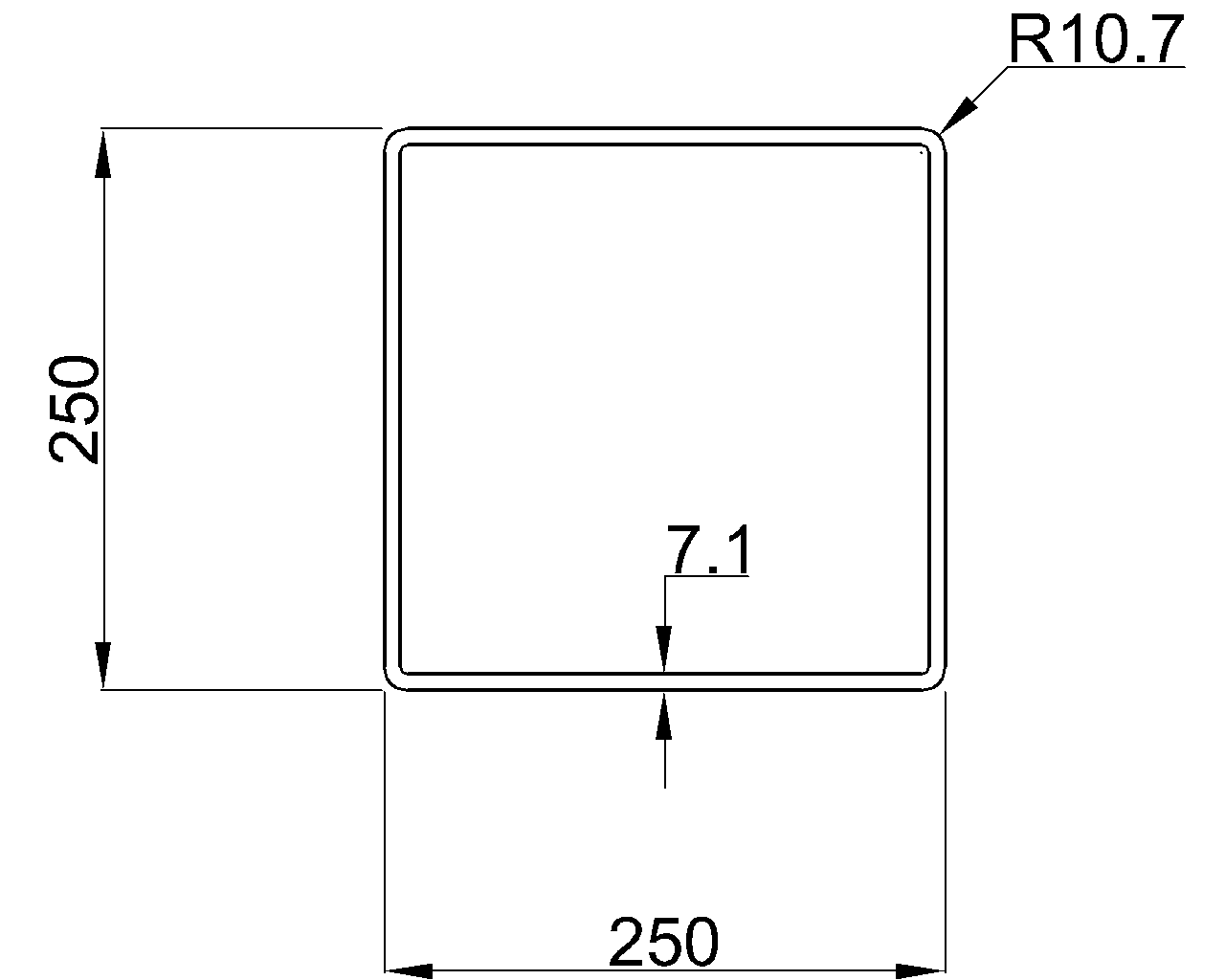 Celsius 355 SHS 250x250x7.1
