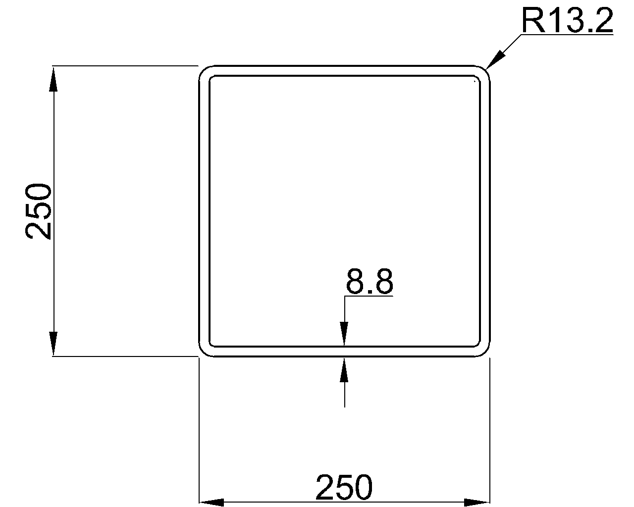 Celsius 355 SHS 250x250x8.8