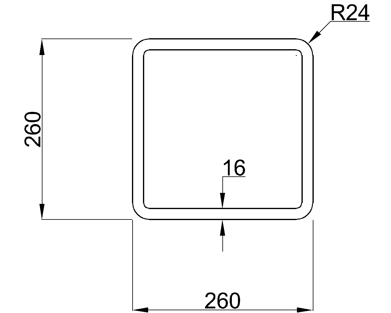 Celsius 355 SHS 260x260x16