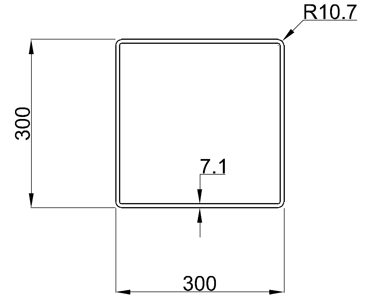 Celsius 355 SHS 300x300x7.1