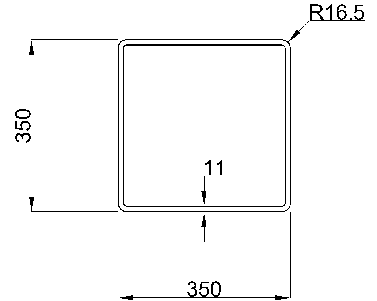 Celsius 355 SHS 350x350x11