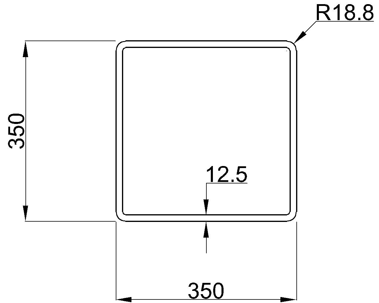 Celsius 355 SHS 350x350x12.5