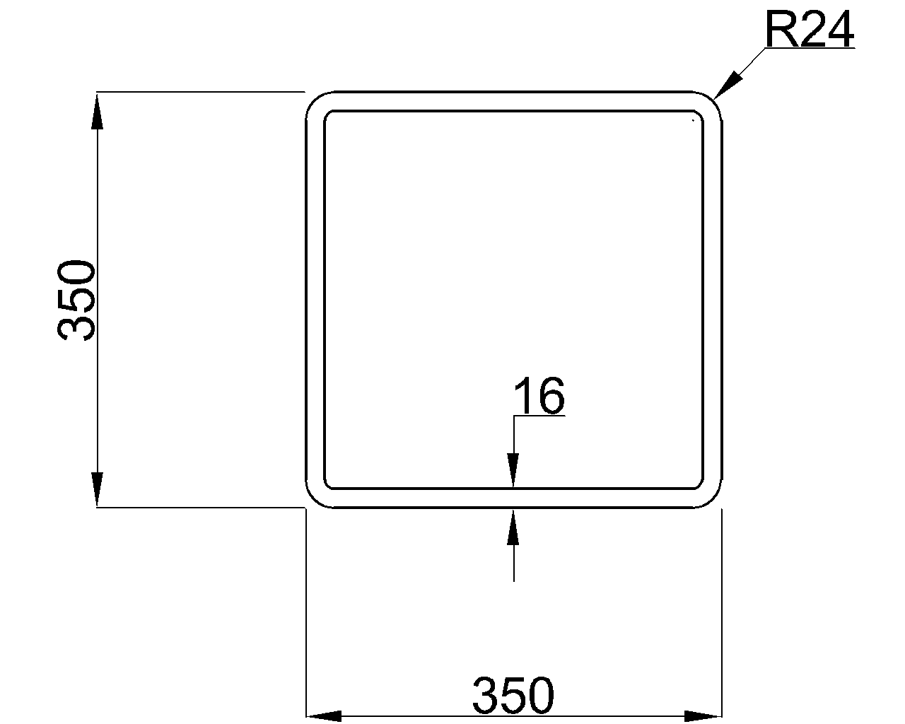 Celsius 355 SHS 350x350x16