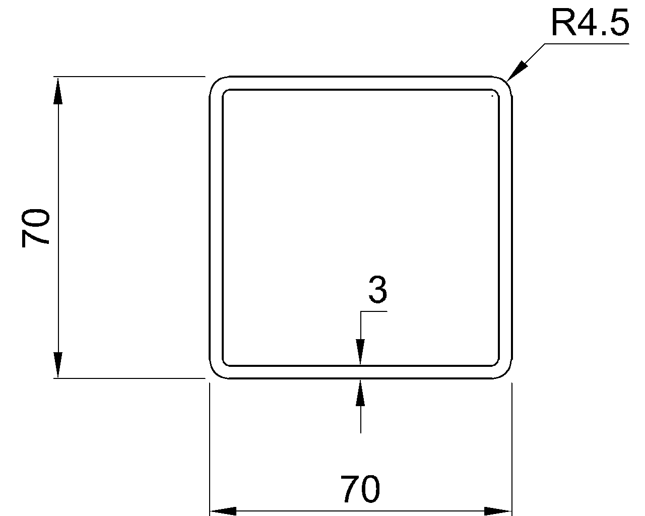 Celsius 355 SHS 70x70x3