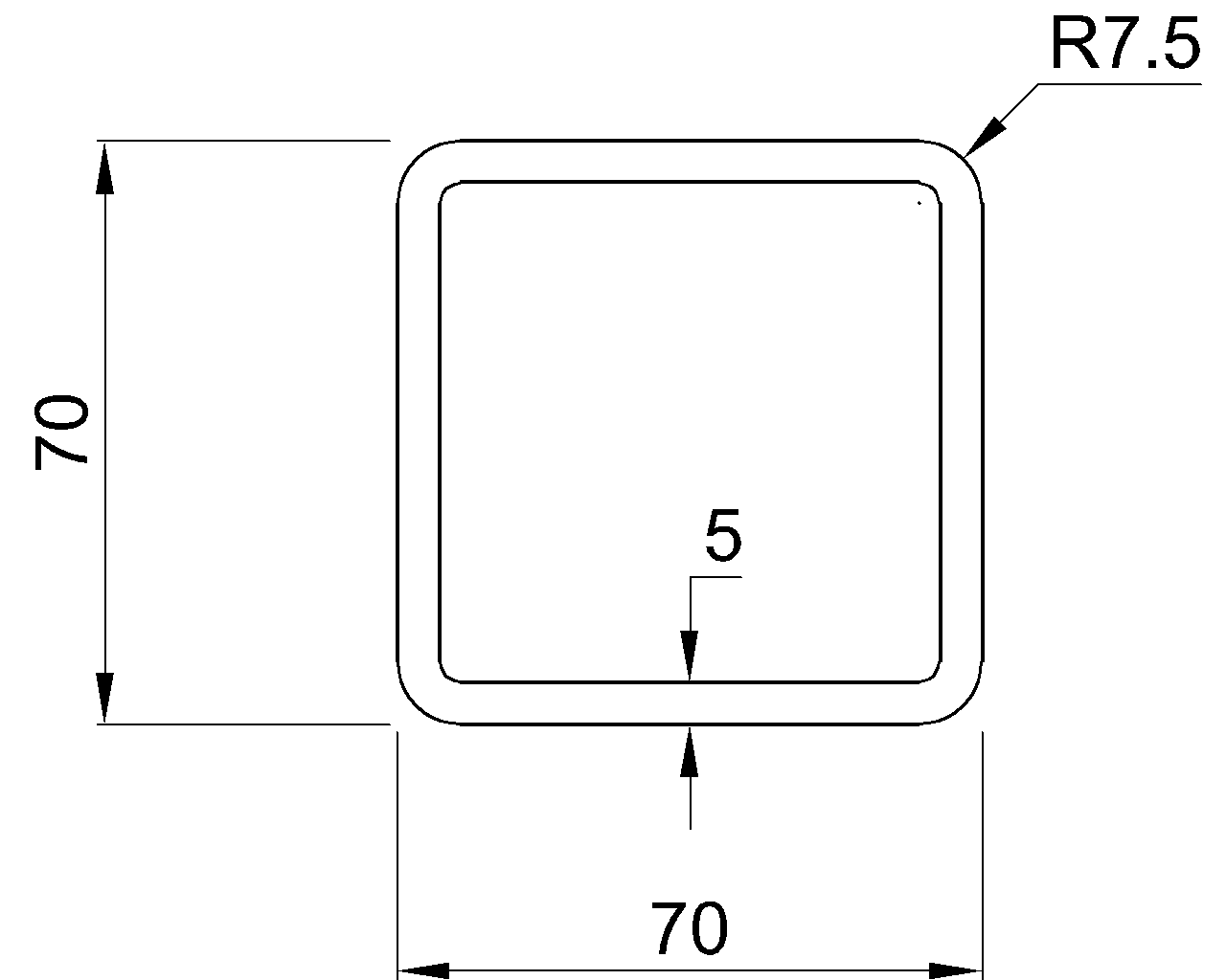 Celsius 355 SHS 70x70x5