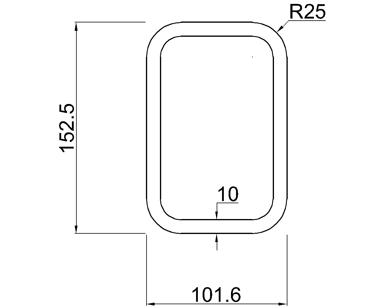 RHS 152.5×101.6×10