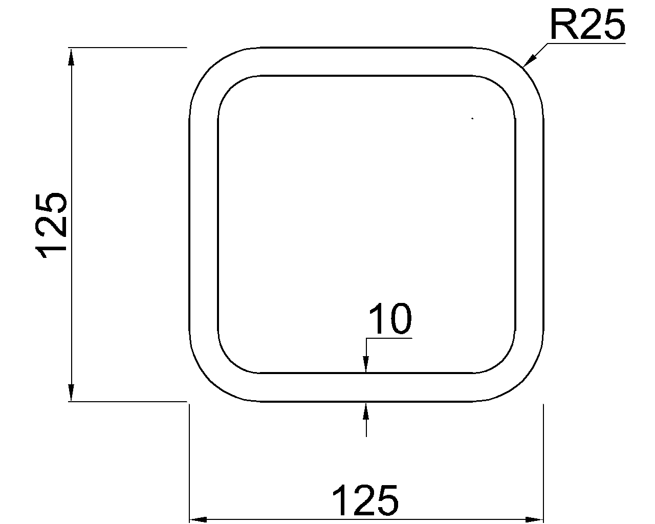 SHS 125x125x10