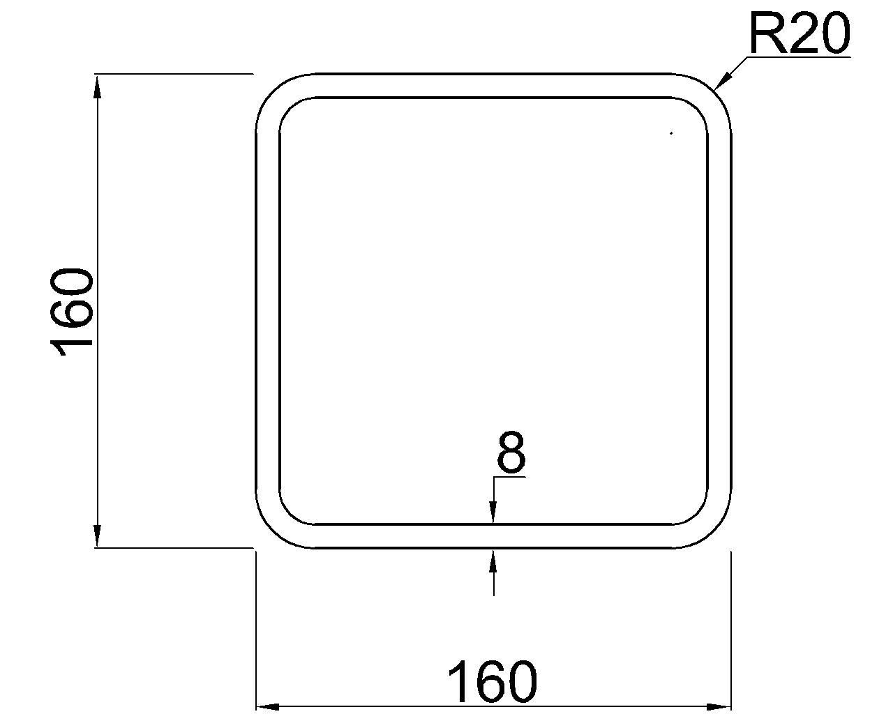 SHS 160x160x8