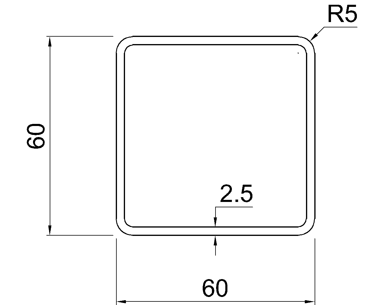 SHS 60x60x2.5