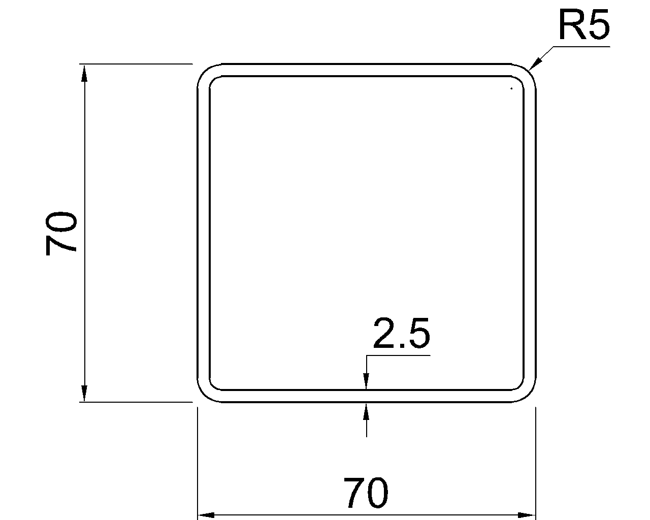 SHS 70x70x2.5