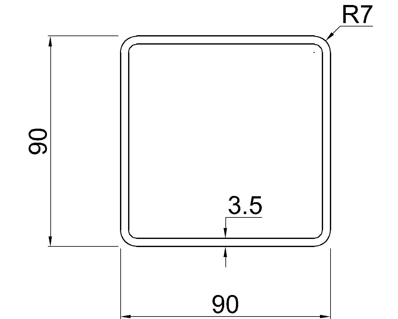SHS 90x90x3.5