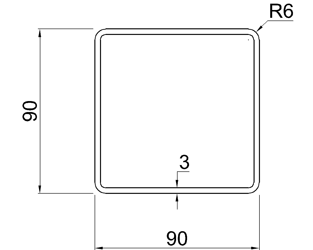 SHS 90x90x3