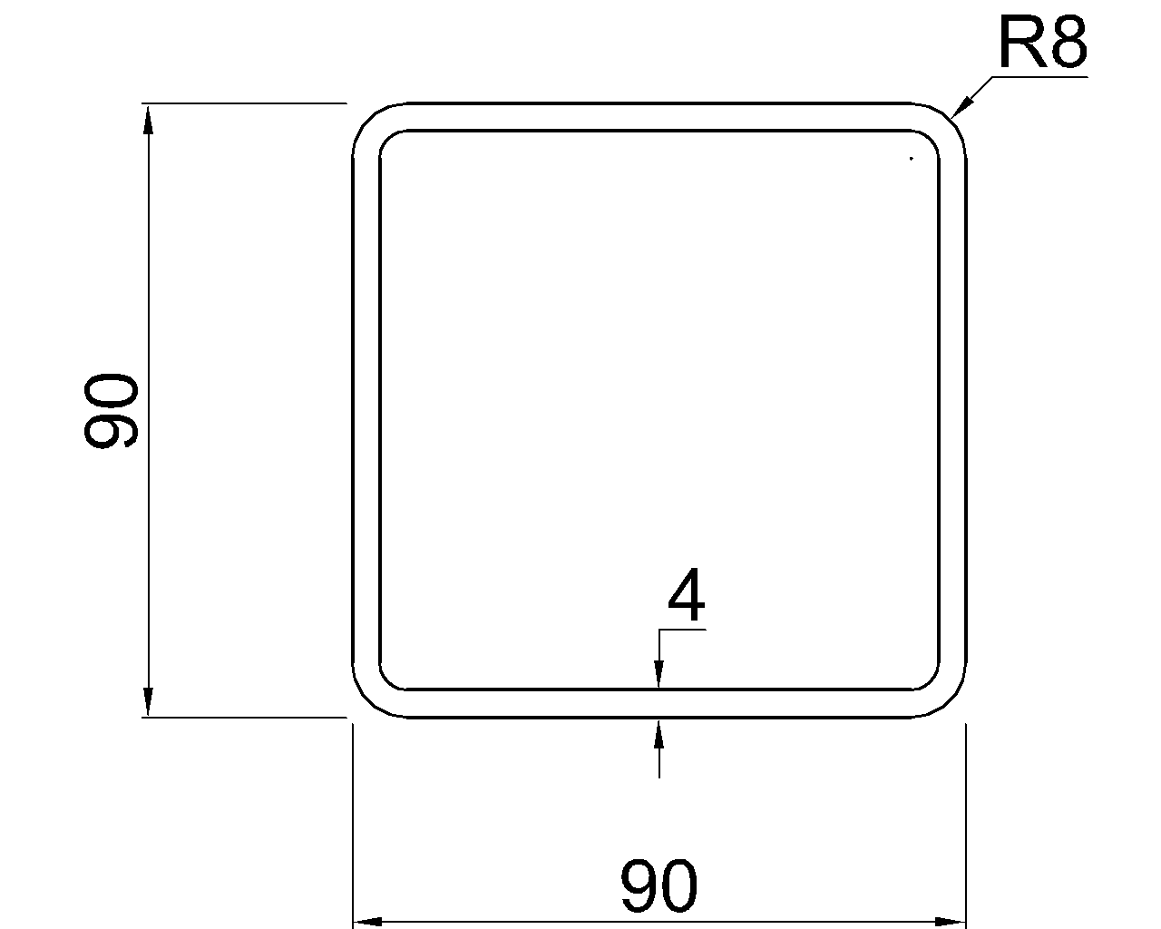 SHS 90x90x4