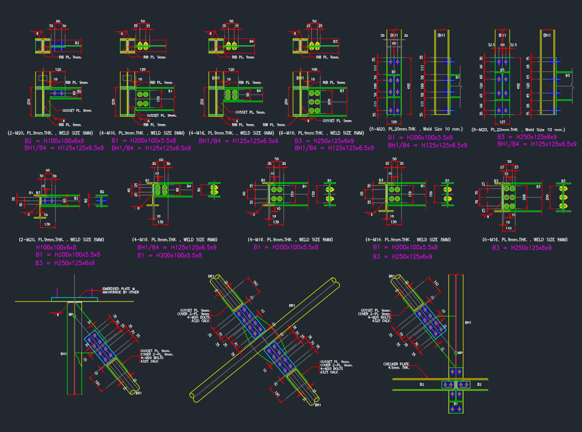 Structure Bolted Connection | AutoCAD Steel Drawing