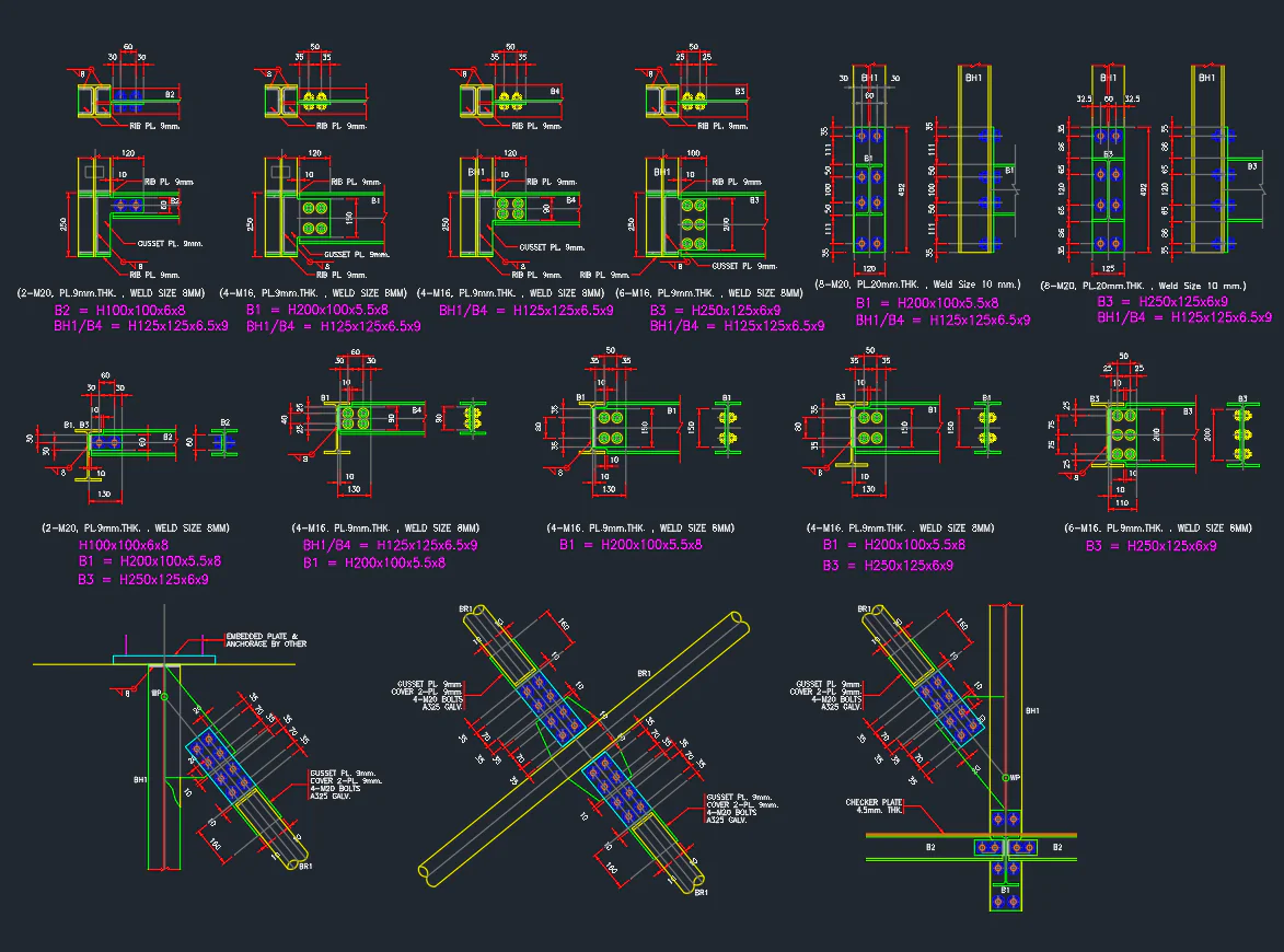Structure Bolted Connection | AutoCAD Steel Drawing