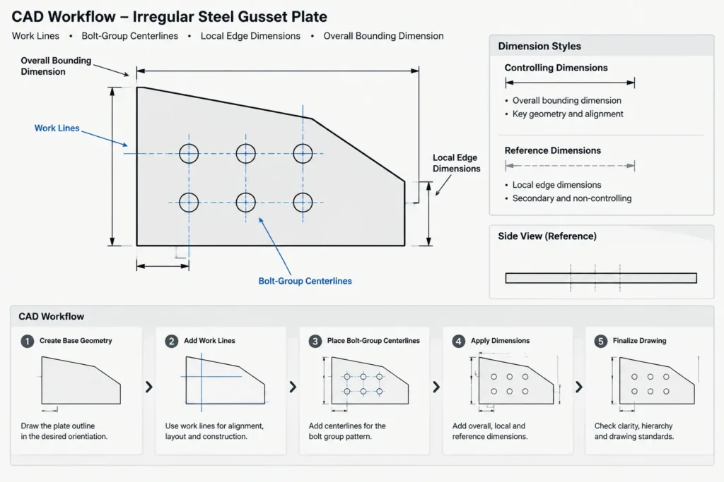 Baseline vs. Chain Dimensioning in Structural Steel Drawings: Controlling Layout and Accumulated Error structural steel illustration