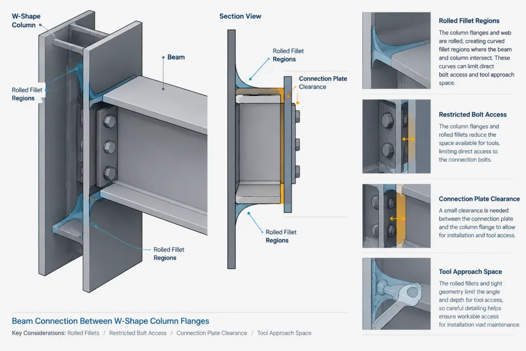 Beam-to-Column Flange vs. Beam-to-Column Web Connections: A Detailing Comparison structural steel illustration