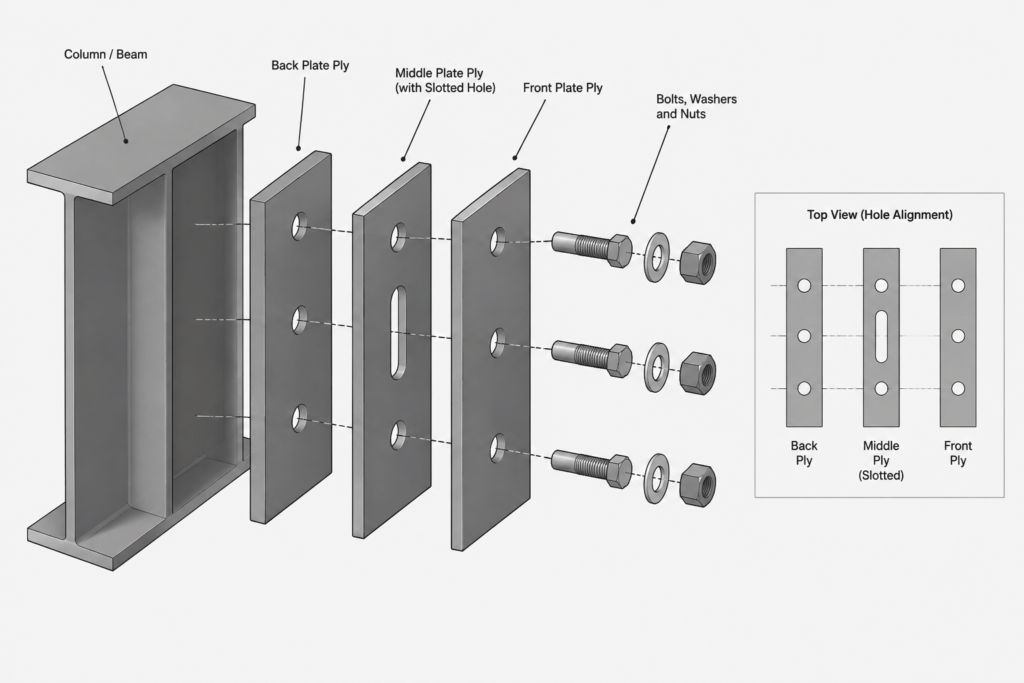 Bolt Hole Types in Structural Steel Detailing: Standard, Oversized, Short-Slot, and Long-Slot Holes structural steel illustration