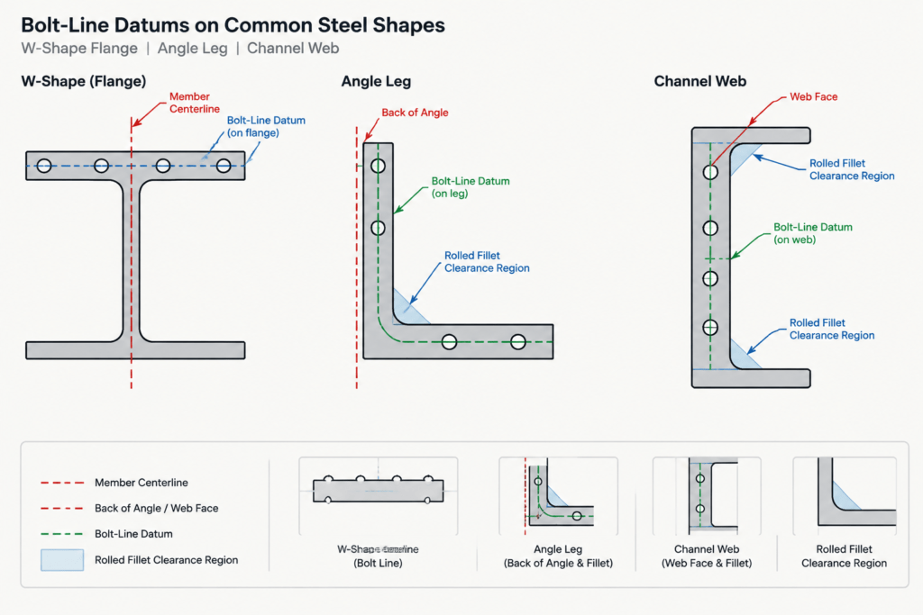 Bolt Layout Terminology in Steel Detailing: Gage, Pitch, Edge Distance, and End Distance structural steel illustration