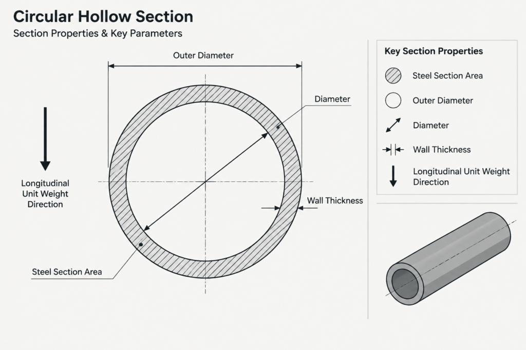 Celsius 355 CHS 168.3×8 structural steel illustration