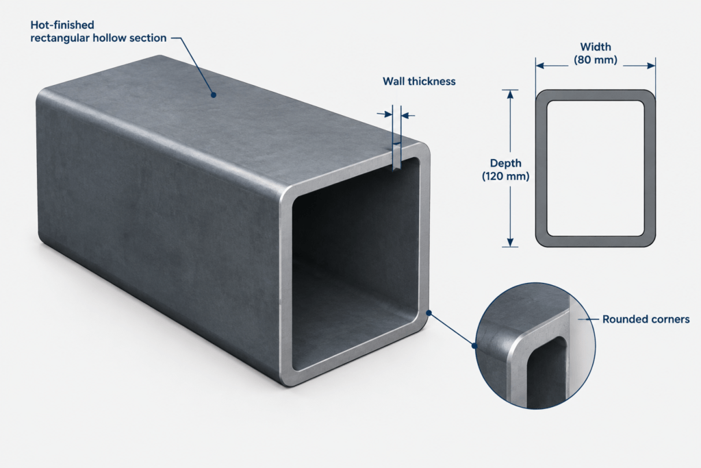Celsius 355 RHS 120x80x7.1 structural steel illustration