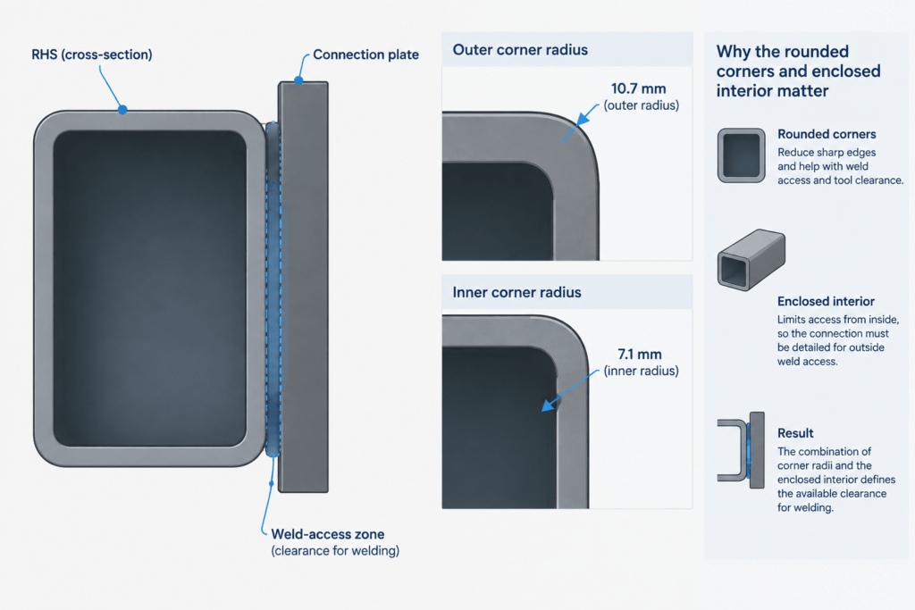 Celsius 355 RHS 120x80x7.1 structural steel illustration