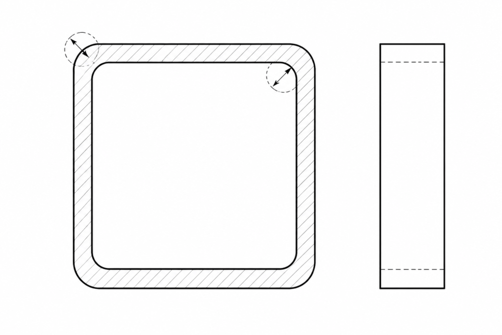 Celsius 355 RHS 150x100x10 engineering illustration