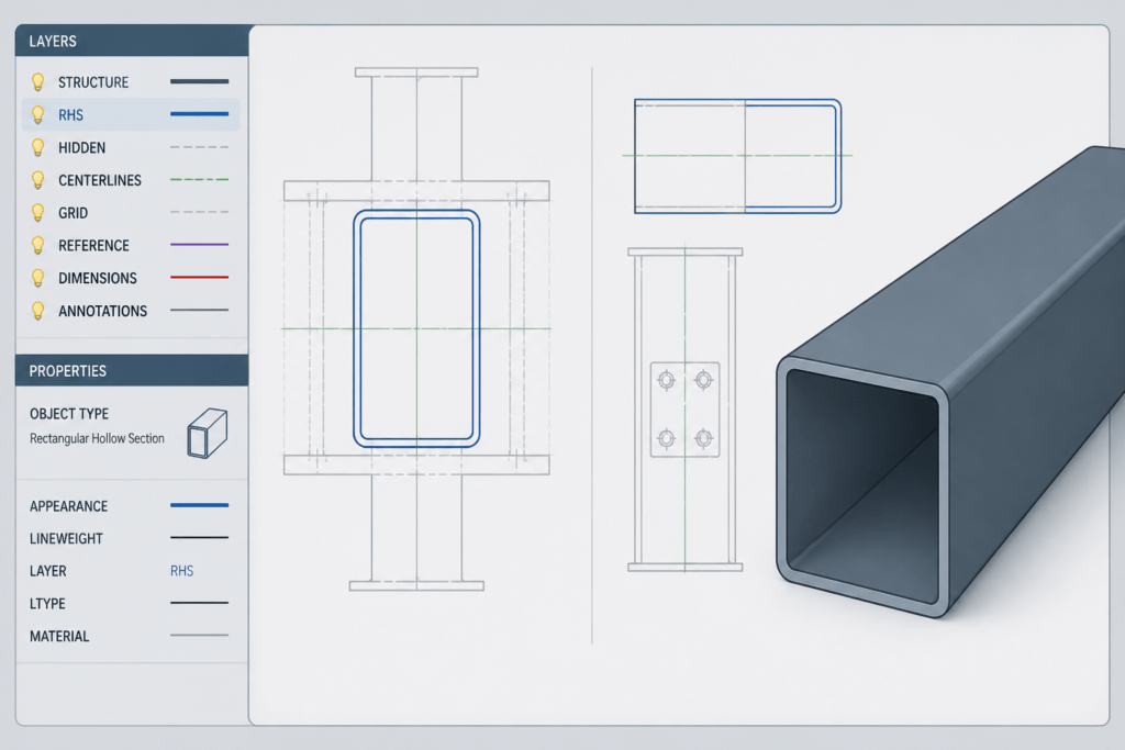Celsius 355 RHS 160x80x5 engineering illustration