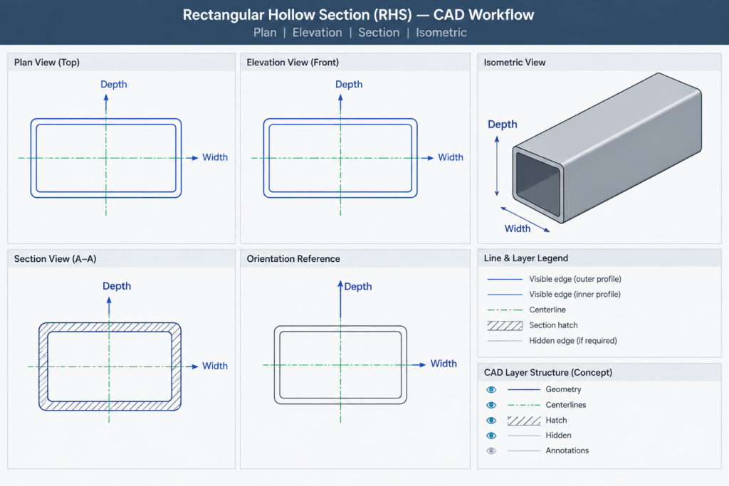 Celsius 355 RHS 450x150x8.8 structural steel illustration