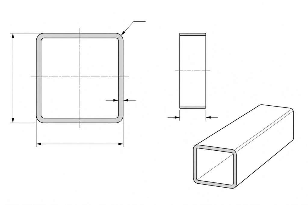 Celsius 355 RHS 60x40x6.3 engineering illustration