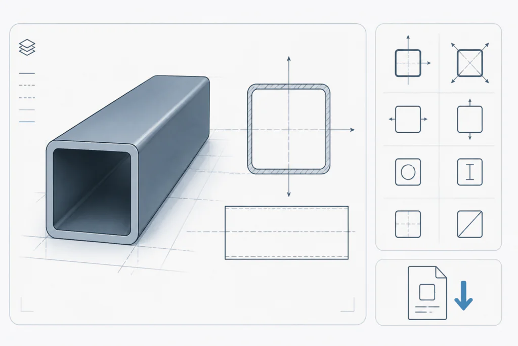 Celsius 355 SHS 140x140x14.2 engineering illustration